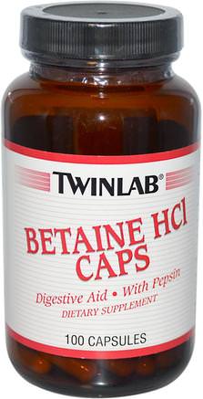 Betaine HCL Caps, 100 Capsules by Twinlab-Kosttillskott, Betaine Hcl