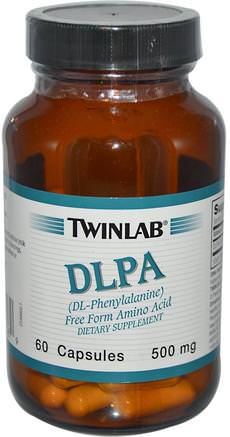DLPA, 500 mg, 60 Capsules by Twinlab-Kosttillskott, Aminosyror, Dl Fenylalanin (Dlpa)