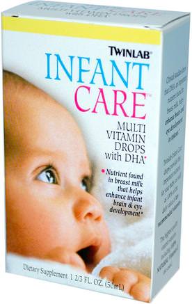 Infant Care, Multi Vitamin Drops With DHA, 1 2/3 fl oz (50 ml) by Twinlab-Vitaminer, Multivitaminer, Barn Multivitaminer, Twinlab