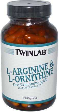 L-Arginine & L-Ornithine, 100 Capsules by Twinlab-Kosttillskott, Aminosyror, L Arginin, L Arginin + L Ornitin