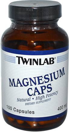 Magnesium Caps, 400 mg, 100 Capsules by Twinlab-Kosttillskott, Mineraler, Magnesiumoxid