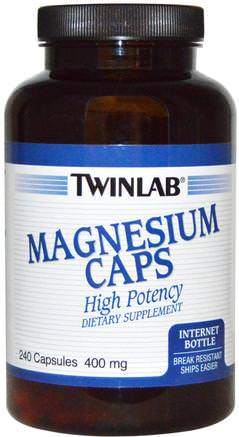 Magnesium Caps, 400 mg, 240 Capsules by Twinlab-Kosttillskott, Mineraler, Magnesiumoxid