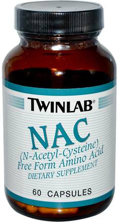 NAC, (N-Acetyl-Cysteine), 60 Capsules by Twinlab-Kosttillskott, Aminosyror, Nac (N Acetylcystein)