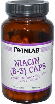 Niacin ( B-3 ) Caps, 1000 mg, 100 Capsules by Twinlab-Vitaminer, Vitamin B, Vitamin B3, Vitamin B3 - Niacin
