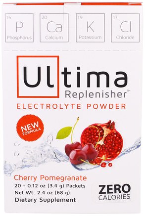 Ultima Replenisher Electrolyte Powder, Cherry Pomegranate, 20 Packets, 0.12 oz (3.4 g) by Ultima Health Products-Sport, Fyllning Av Elektrolytdryck