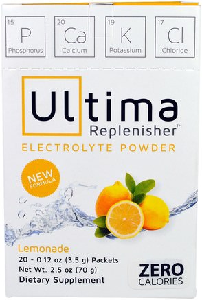Ultima Replenisher Electrolyte Powder, Lemonade, 20 Packets, 0.12 oz (3.5 g) by Ultima Health Products-Sport, Fyllning Av Elektrolytdryck