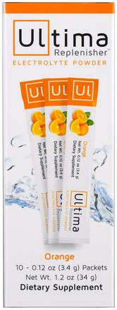Ultima Replenisher, Electrolyte Powder, Orange, 10 Packets, 0.12 oz (3.4 g) Each by Ultima Health Products-Sport, Fyllning Av Elektrolytdryck