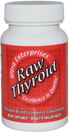 Raw Thyroid, 90 Easy To Swallow Tablets by Ultra Glandular Enterprises-Kosttillskott, Nötkreaturprodukter, Hälsa, Sköldkörtel