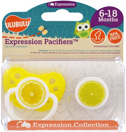 Expression Pacifiers, 6-18 Months, Lemon & Lime, 2 Pacifiers by Ulubulu-Barns Hälsa, Bebis, Barn