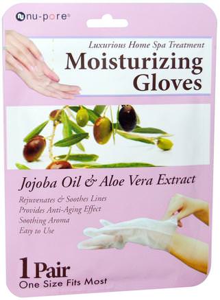 Moisturizing Gloves, Jojoba Oil & Aloe Vera Extract, 1 Pair by Nu-Pore-Bad, Skönhet, Bad Tillbehör, Kroppsvård
