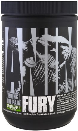 Animal Fury, The Complete Pre-Workout Stack, Green Apple, 495.9 g by Universal Nutrition-Sport, Träning, Muskel