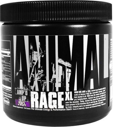 Animal Rage XL, Ampd Up, Grape of Wrath, 154 g by Universal Nutrition-Energi, Sport, Träning
