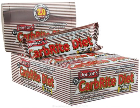 Doctors CarbRite Diet Bar, Sugar-Free, Toasted Coconut, 12 Bars, 2.00 oz (56.7 g) Each by Universal Nutrition-Proteinstänger