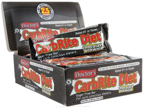 Doctors CarbRite Diet Bars, Sugar-Free, Chocolate Brownie, 12 Bars, 2 oz (56.7 g) Each by Universal Nutrition-Sport, Protein Barer