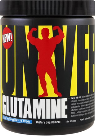 Glutamine, Blue Raspberry, 300 g by Universal Nutrition-L Glutamin, Tillskott, L Glutaminpulver, Aminosyror