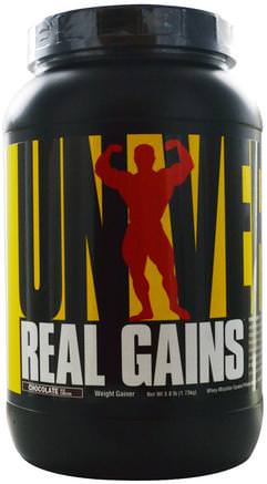 Real Gains, Weight Gainer, Chocolate Ice Cream, 3.8 lb (1.73 kg) by Universal Nutrition-Sport, Viktökning
