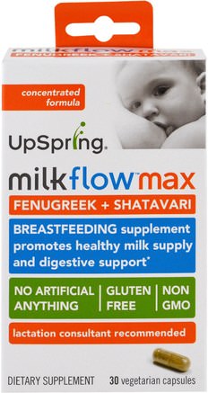 Milkflow Max, Fenugreek + Shatavari, 30 Veggie Caps by UpSpring-Barns Hälsa, Babyfodring