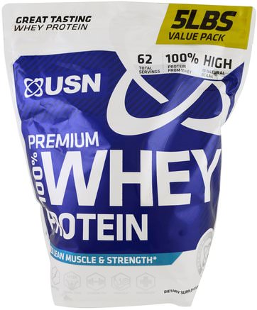 100% Premium Whey Protein, WheyTella, 5 lbs (2.27 kg) by USN-Kosttillskott, Vassleprotein, Sport