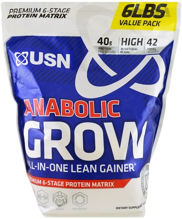 Anabolic Grow, Cookies & Cream, 6 lbs (2.73 kg) by USN-Kosttillskott, Anabola Kosttillskott, Protein