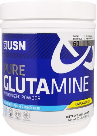 Pure Glutamine Micronized Powder, Unflavored, 10.58 oz (300 g) by USN-Kosttillskott, Aminosyror, L Glutamin, L Glutaminpulver, Sport, Sport