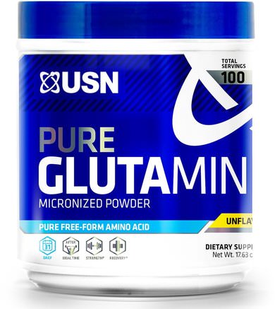 Pure Glutamine Micronized Powder, Unflavored, 17.63 oz (500 g) by USN-Kosttillskott, Aminosyror, L Glutamin, L Glutaminpulver, Sport, Sport