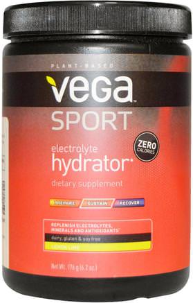 Sport, Electrolyte Hydrator, Lemon Lime, 6.2 oz (176 g) by Vega-Sport, Fyllning Av Elektrolytdryck