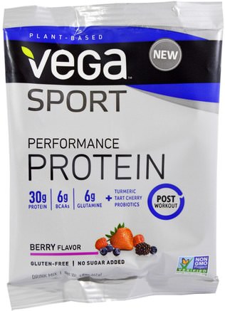Sport, Performance Protein Drink Mix, Berry Flavor, 1.5 oz (42 g) by Vega-Sverige
