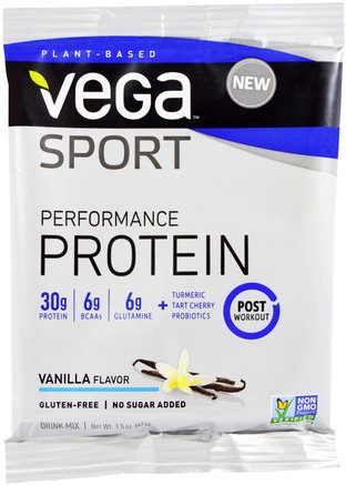 Sport, Performance Protein Drink Mix, Vanilla Flavor, 1.5 oz (41 g) by Vega-Sverige