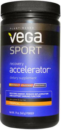 Sport, Recovery Accelerator, Powder, Tropical Flavor, 19 oz (540 g) by Vega-Sport, Sport
