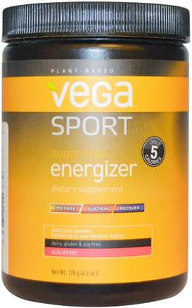 Sport, Sugar-Free Energizer, Acai Berry, 4.5 oz (128 g) by Vega-Sport, Träning