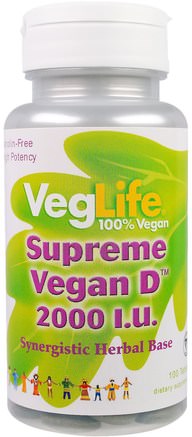 Supreme Vegan D, 2000 I.U., 100 Tablets by VegLife-Vitaminer, Vitamin D3