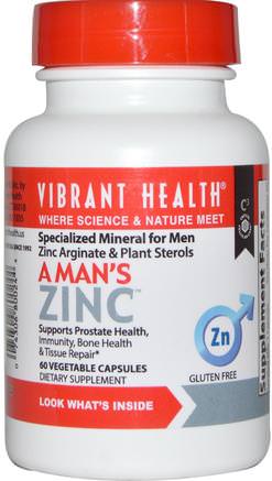 A Mans Zinc, 60 Veggie Caps by Vibrant Health-Hälsa, Män, Prostata