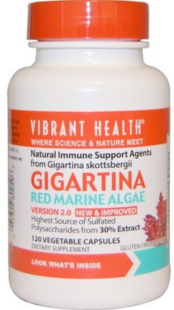 Gigartina, Red Marine Algae, Version 2.0, 120 Vegetable Capsules by Vibrant Health-Kosttillskott, Röd Mineral Marina Alger