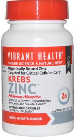 Krebs Zinc, 60 Veggie Caps by Vibrant Health-Kosttillskott, Mineraler, Zink