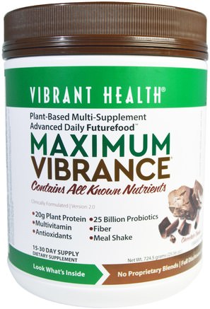 Maximum Vibrance, Version 2.0, Chocolate Chunk, 25.56 oz (724.5 g) by Vibrant Health-Kosttillskott, Skämt Av Mjölk, Superfoods