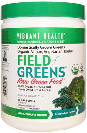 Organic Field of Greens, 15.03 oz (426 g) by Vibrant Health-Kosttillskott, Superfoods, Greener
