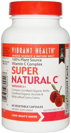 Super Natural C, Version 3.1, 60 Veggie Caps by Vibrant Health-Vitaminer, Vitamin C, Vitamin C Hela Maten