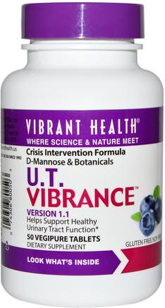 U.T. Vibrance, Version 1.1, 50 Vegipure Tablets by Vibrant Health-Kosttillskott, D-Mannos