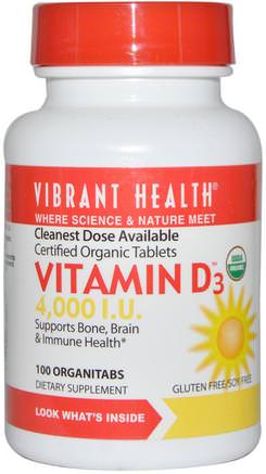 Vitamin D3, 4.000 I.U., 100 OrganiTabs by Vibrant Health-Vitaminer, Vitamin D3