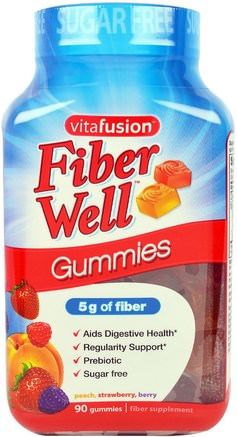Fiber Well, Peach, Strawberry, Berry, 90 Gummies by VitaFusion-Kosttillskott, Gummier