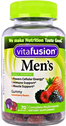 Mens Complete Multivitamin, Natural Berry Flavors, 70 Gummies by VitaFusion-Vitaminer, Män Multivitaminer, Gummier