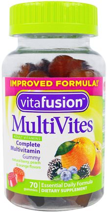 MutiVites, Complete Multivitamin, Natural Berry, Peach & Orange Flavors, 70 Gummies by VitaFusion-Vitaminer, Multivitaminer, Gummier
