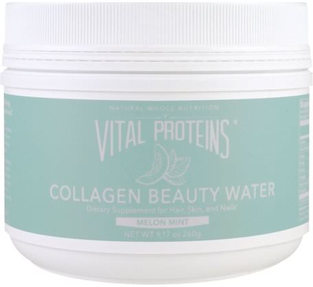 Collagen Beauty Water, Melon Mint, 9.17 oz (260 g) by Vital Proteins-Hälsa, Ben, Osteoporos, Kollagen, Kvinnor, Hårtillskott, Nageltillskott, Hudtillskott