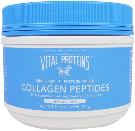 Collagen Peptides, Unflavored, 10 oz (284 g) by Vital Proteins-Hälsa, Ben, Osteoporos, Kollagen, Kosttillskott