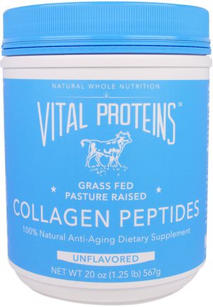 Collagen Peptides, Unflavored, 20 oz (567 g) by Vital Proteins-Hälsa, Ben, Osteoporos, Kollagen
