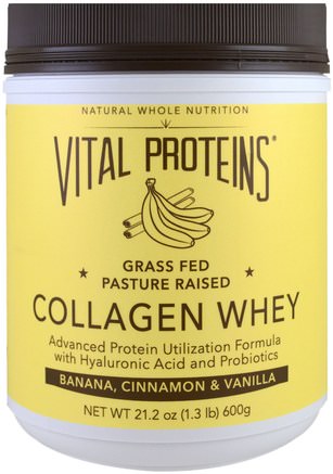 Collagen Whey, Banana, Cinnamon & Vanilla, 21.2 oz (600 g) by Vital Proteins-Kosttillskott, Vassleprotein, Ben, Osteoporos, Kollagen
