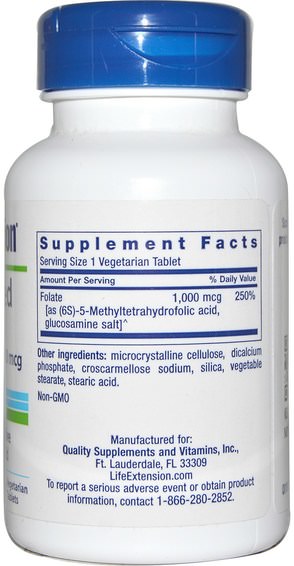 Vitaminer, Folsyra, 5-Mthf Folat (5 Metyltetrahydrofolat)