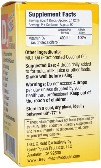Vitaminer, Vitamin D3, Vitamin D3 Vätska, Barns Hälsa, Baby, Spädbarnstillskott