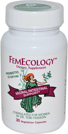 FemEcology, Vaginal/Intestinal Support, 30 Veggie Caps by Vitanica-Hälsa, Kvinnor, Kosttillskott, Probiotika, Stabiliserade Probiotika