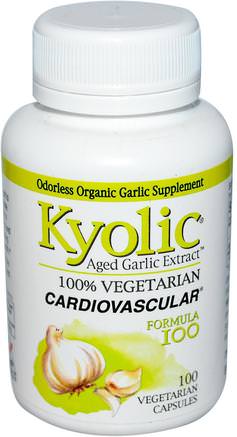 Aged Garlic Extract, Cardiovascular Formula 100, 100 Veggie Caps by Wakunaga - Kyolic-Kosttillskott, Antibiotika, Vitlök